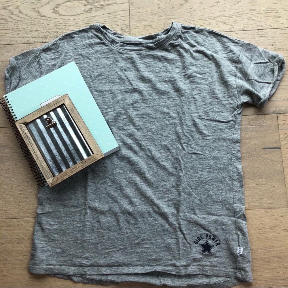 Gap kids super soft gray shirt girl power
